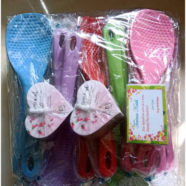 ISI 100 PCS SOUVENIR CENTONG NASI + KARTU UCAPAN