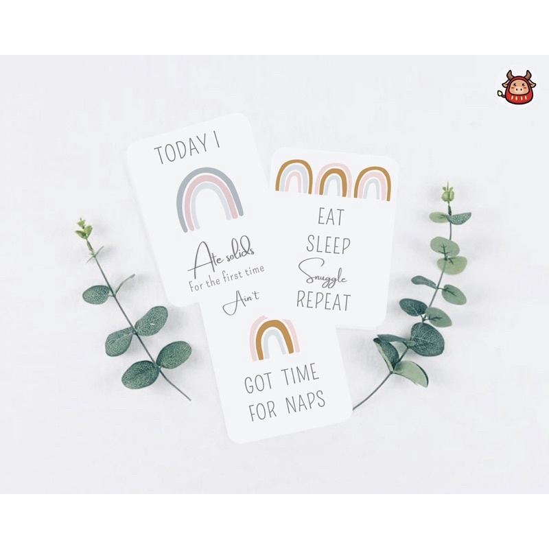 Baby milestone card premium neutral rainbow theme free custom name