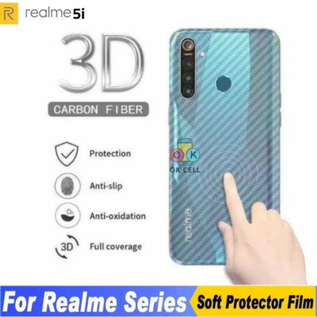 REALME 5i Back Skin Carbon 3D-Garskin Karbon Fiber Realme 5i Sticker Pelindung Belakang Hp Premium