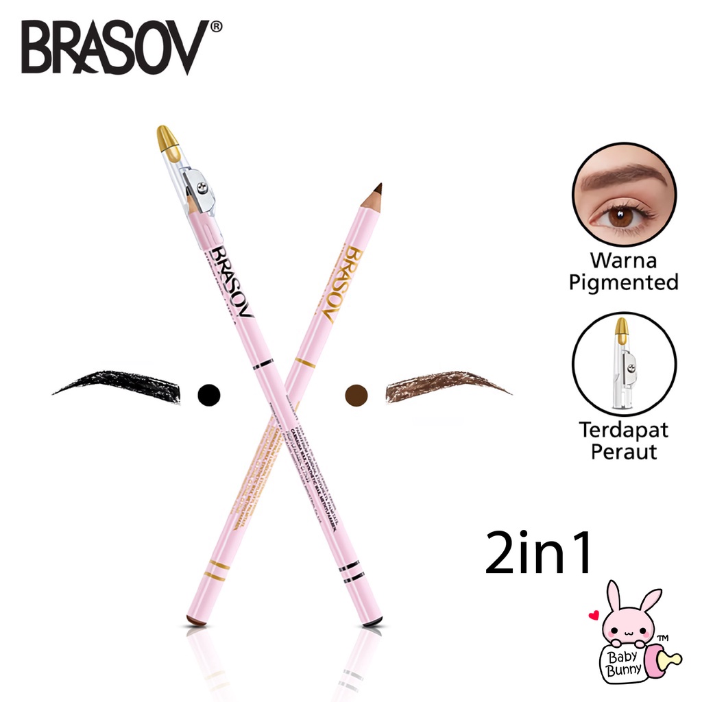 ❤ BELIA ❤ BRASOV Eyebrow Pencil 3 in 1 Pensil Alis + Sharperner + Brush | 2 in 1 +Rautan saja BPOM