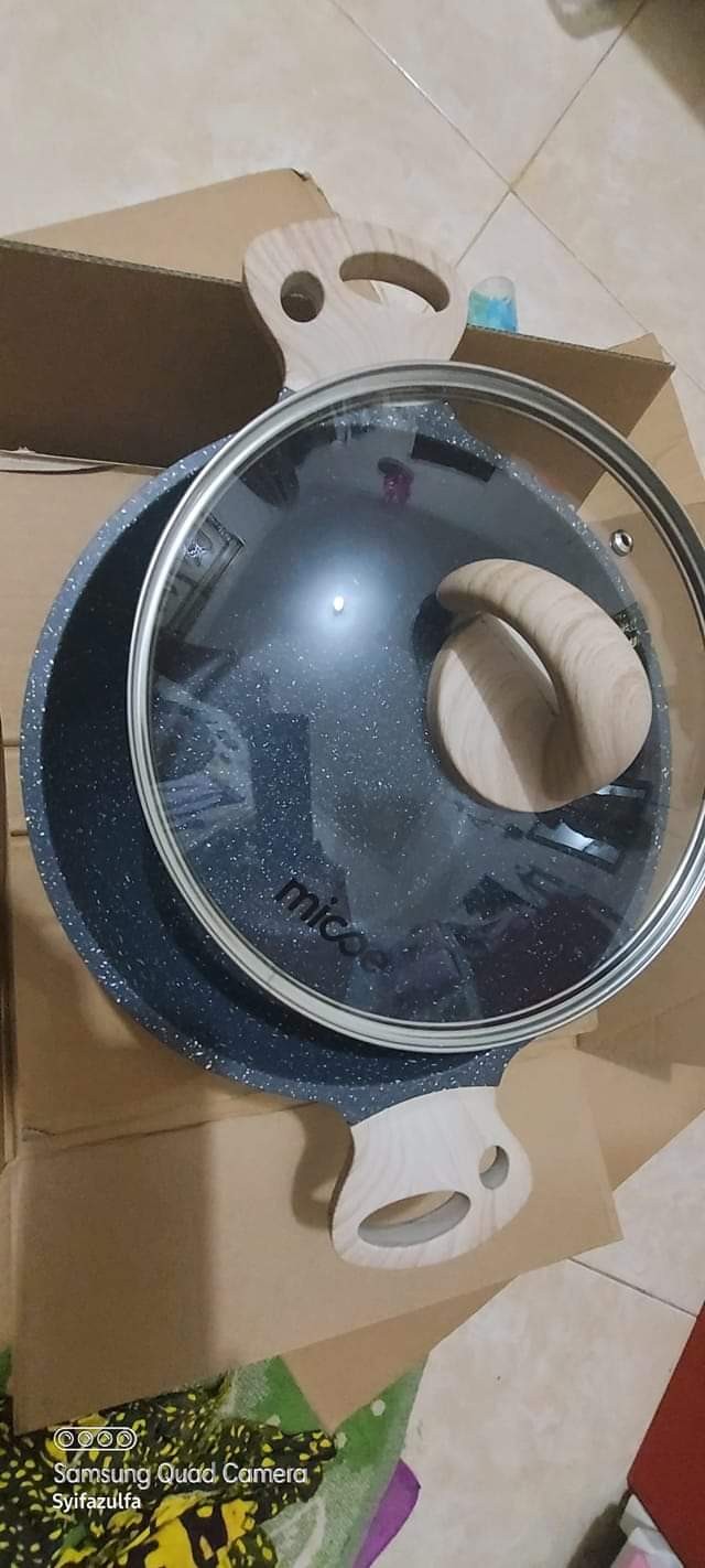 Micoe Panci Masak Penggorengan Panci Dapur Batu Maifan Panci Anti Lengket Sup Untuk Mie 24cm