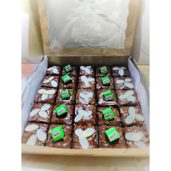 

FUDGY BROWNIES PANGGANG ALMOND & MILO CUBE SEKAT