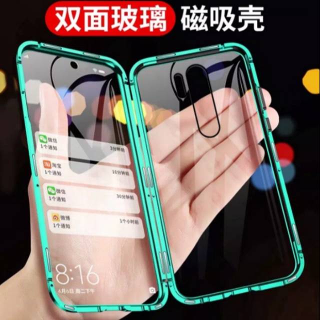 CASE MAGNET XIAOMI REDMI NOTE 8 PRO DUOBLE KACA  DEPAN  