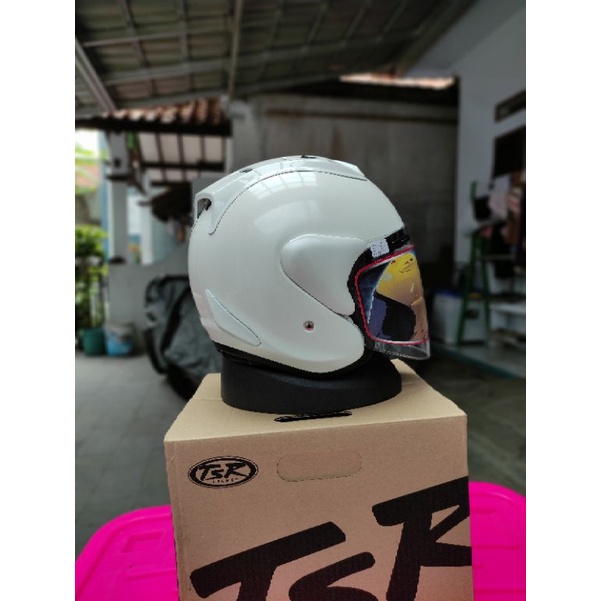TSR RAM 4 GLASS WHITE helm tsr sz ram4 putih sudah ready slot intercom | THM
