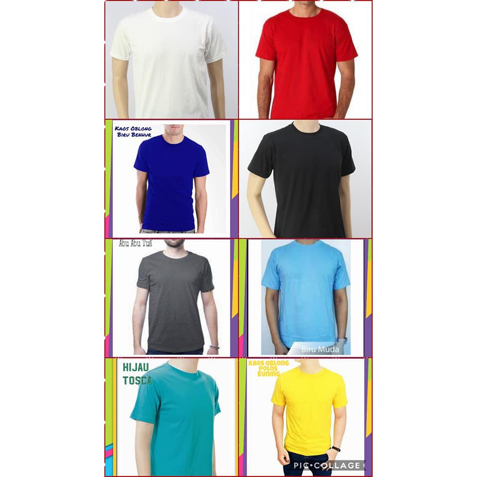 Download Kaos polos hitam - putih - merah - biru muda - biru tua - kuning - abu abu -grosir kaos polos ...