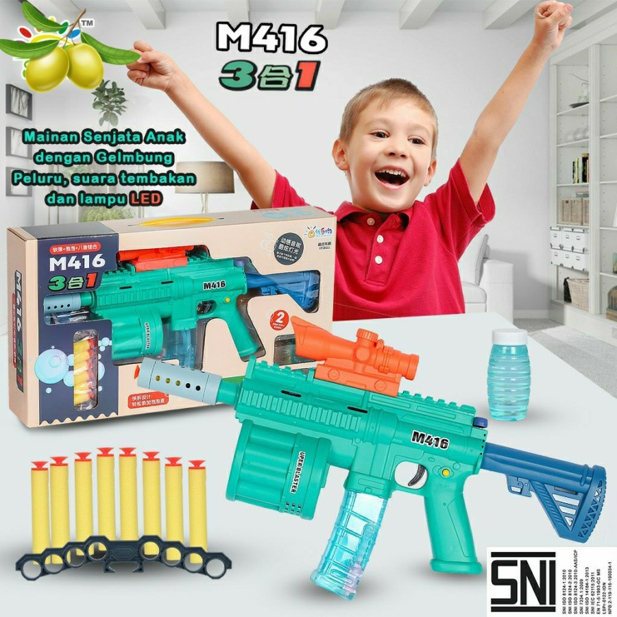 M416 Pistol Anak Soft Bomb Bubble Electric M416 3in1 668-1 2in1