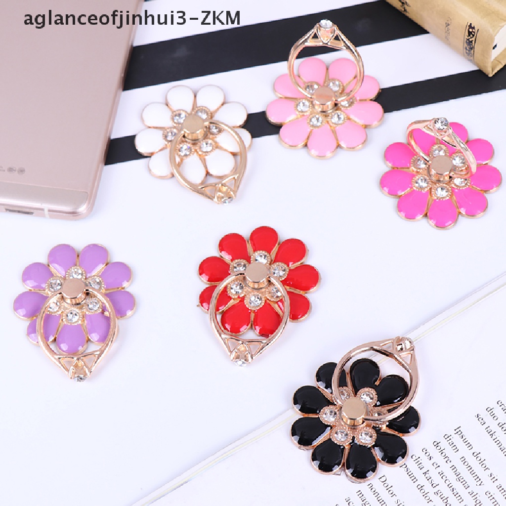 [AGID] Flower finger ring smartphone colorful metal stand holder phone holder stand  [zkm]