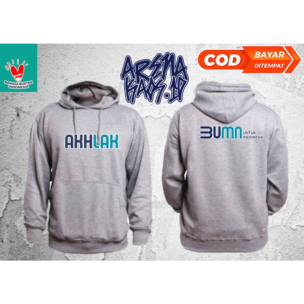 SWEATER JAKET HOODIE AKHLAK BUMN UNTUK INDONESIA