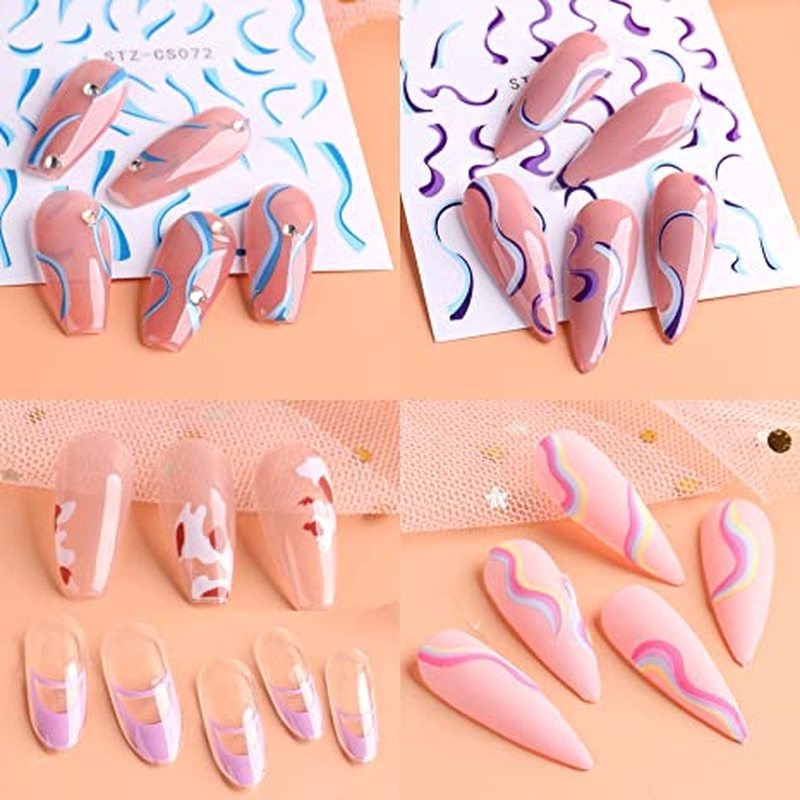 [Wavy Striped Cow Pattern Nail Foils] [3D Geometry Nails Stickers ] [Paper Nails Stickers] [DIY Manicure Accessories]