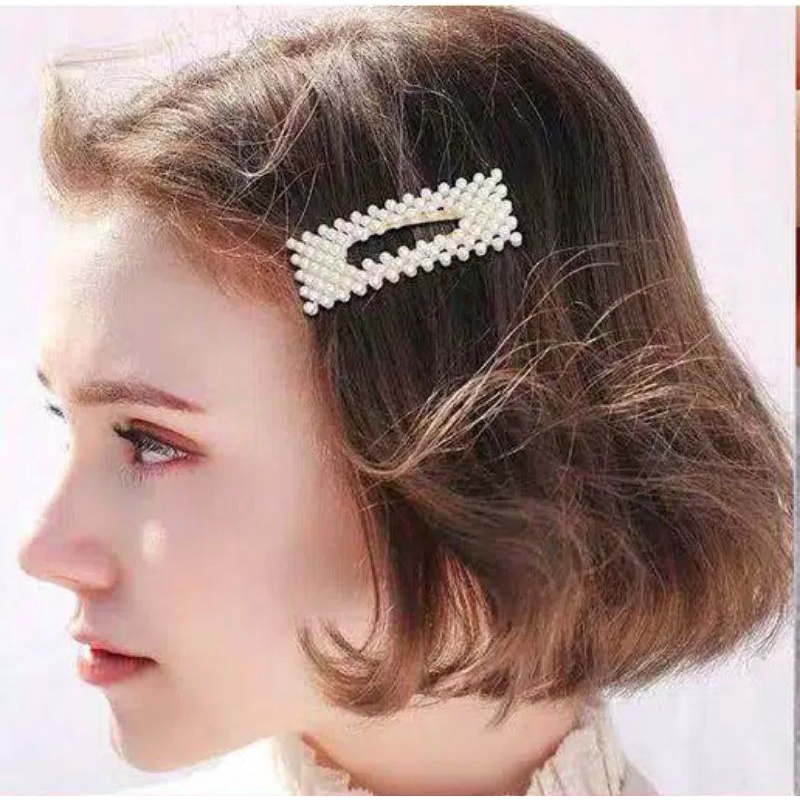 Accesories Jepit Mutiara Gaya Korea / Pearl Hairclip Korean Style (isi 2 PC)