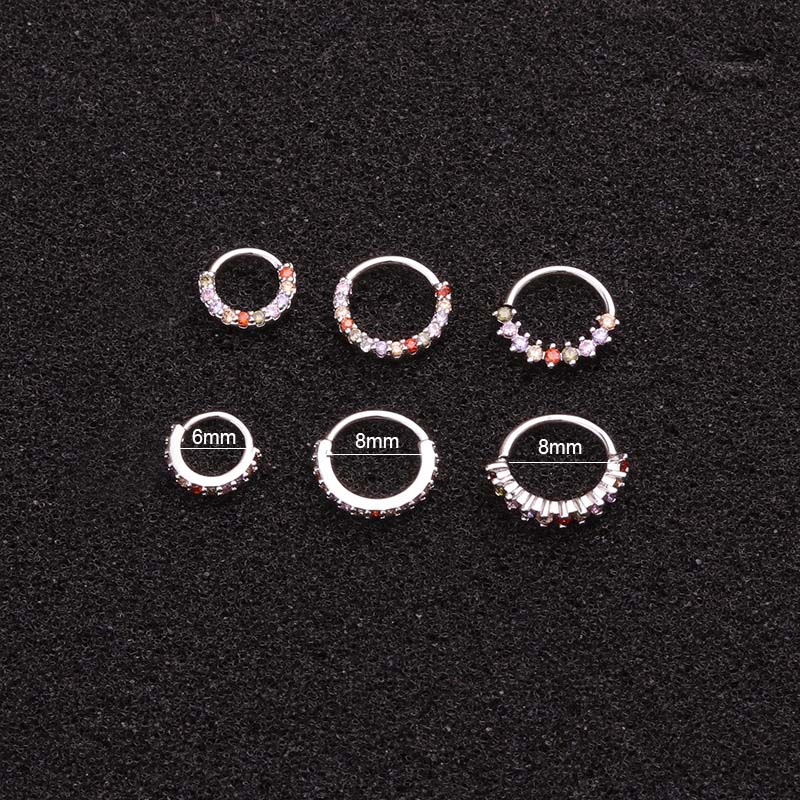 1piece Multicolor Zircon Copper Rook Piercing Mini Hoop Tragus Earrings