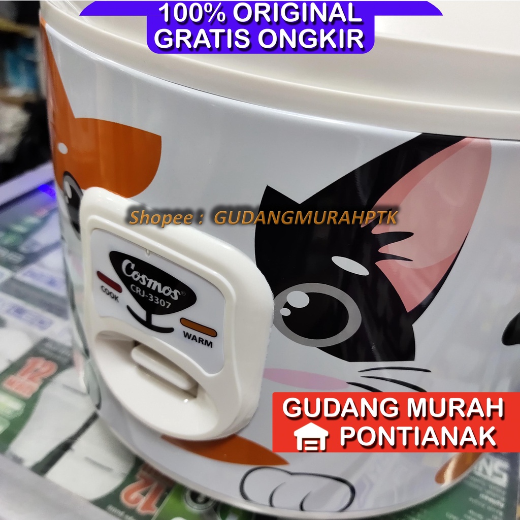 Rice Cooker Cosmos CRJ-3307 Motif Kucing Magic com Penanak Nasi - Fabelia