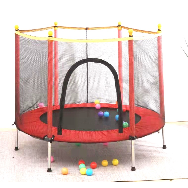 TERMURAH & READY STOCK Trampolin Anak 55 inch Trampoline + Permainan Bola Basket + Bola-bola kecil