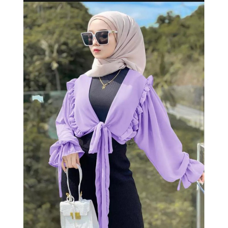 Hagia Clt - Miranti Outer Kardian Lengan Balon Fashion Wanita Ootd Remaja Kekinian Modis Dan Keren