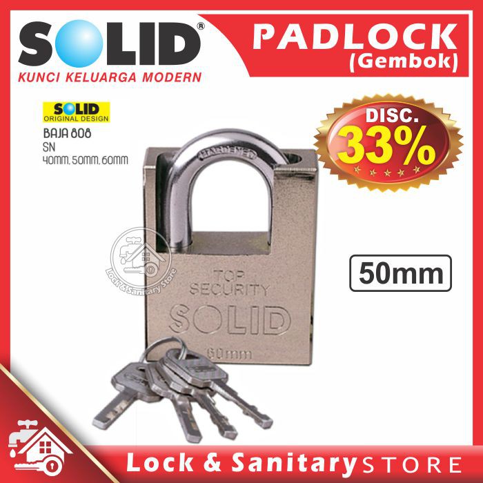 Gembok Solid / Padlock Solid Baja 808 - 50mm Sn