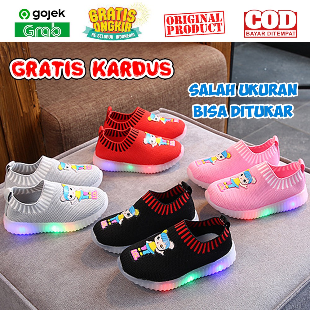  SEPATU  ANAK LOL  LED SEPATU  ANAK PEREMPUAN MOTIF LOL  SLIP 