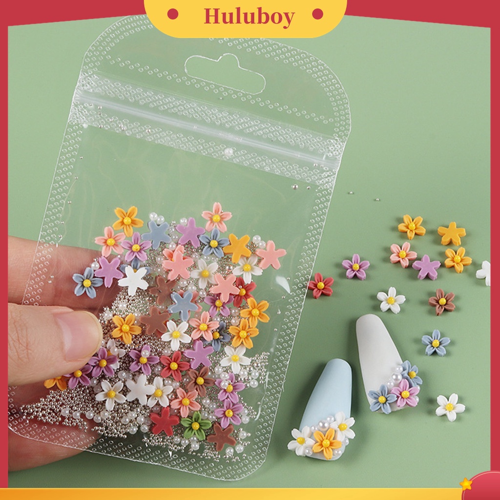 Huluboy Huluboy♡ 40pcs / Pack Bunga Kecil Matte Tiga Dimensi Untuk Dekorasi Kuku Wanita