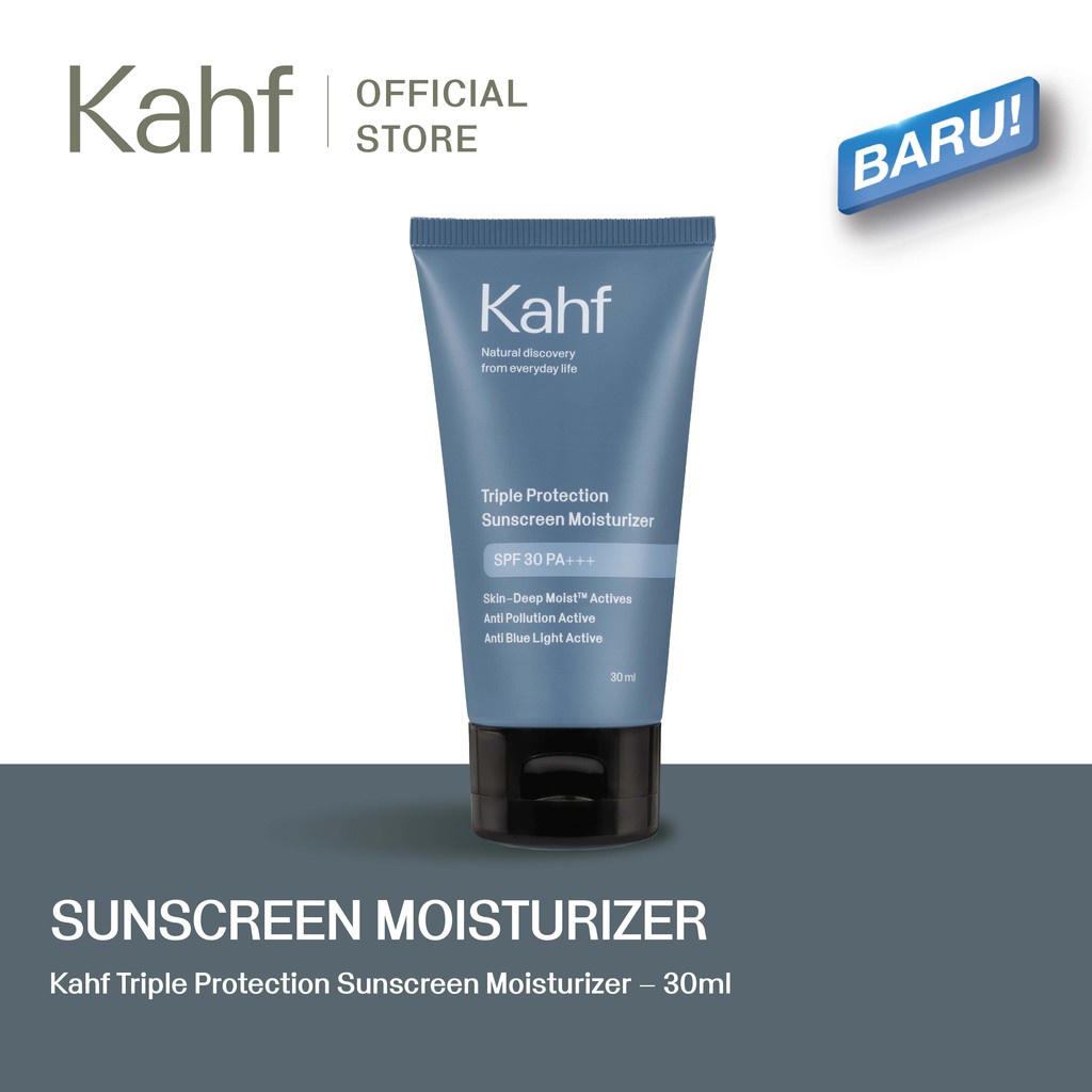 Kahf Triple Protection Sunscreen Moisturizer | Kahf Suncreen Cowok warna BIRU | Krim Pelindung Matahari Pria untuk Tabir Surya