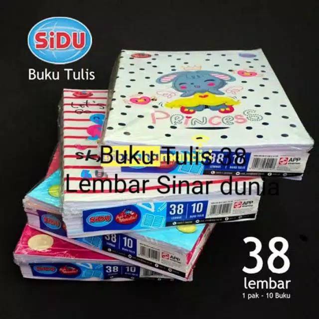 

Buku Tulis Sinar Dunia 38 Lembar (sidu)per pak isi 10 Buku