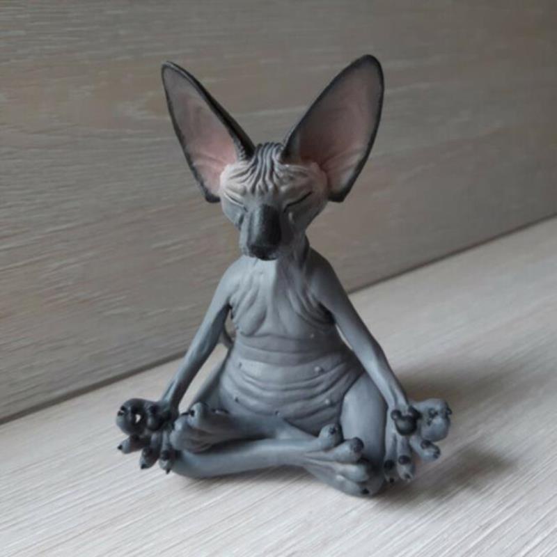 Miniatur Hewan Kucing Meditasi Handmade