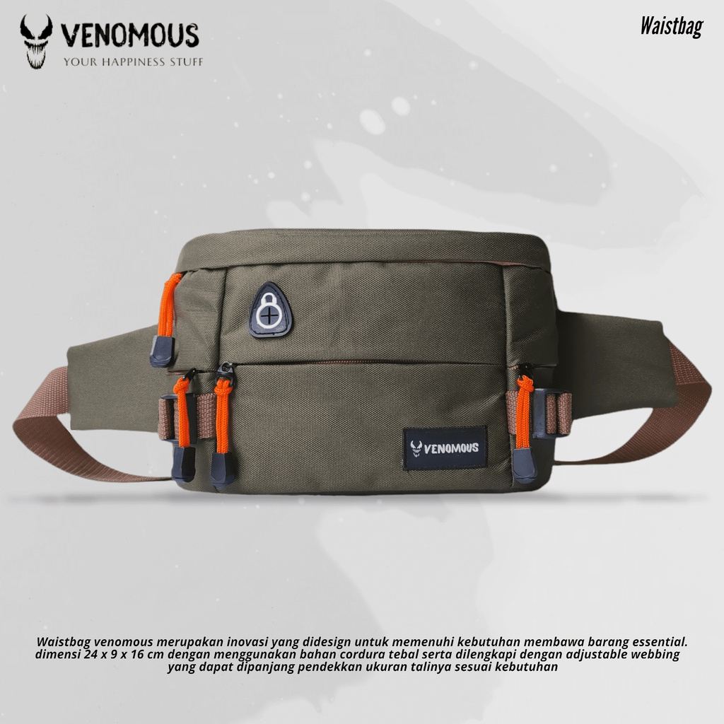 Tas Selempang Bahu Dan Pinggang Import Waistbag Amstar Venom Waterproof Sporty Model Trendi