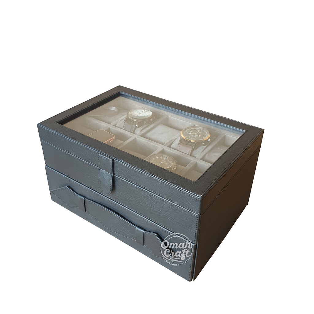 Watch Box SPORT isi  20 / Kotak Tempat Jam Tangan Arloji Warna HITAM ABU