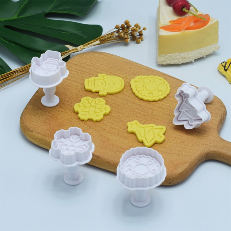 Zzz 4pcs / Set Cetakan Pemotong Biskuit / Cookies 3D DIY Bahan Plastik Tema Natal