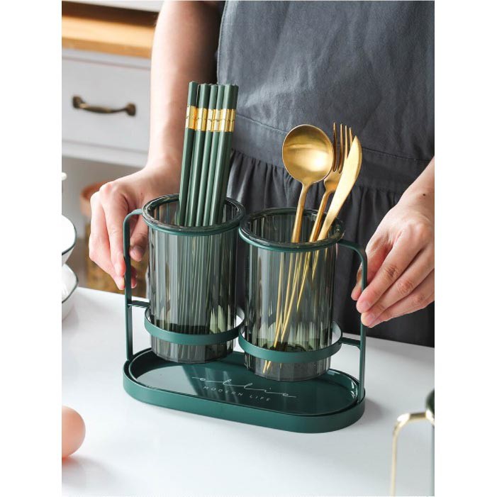 Rak Dapur Tempat Sendok Garpu Kitchen Storage Organizer - KK1687 - Green / Tampat Sendok Mewah