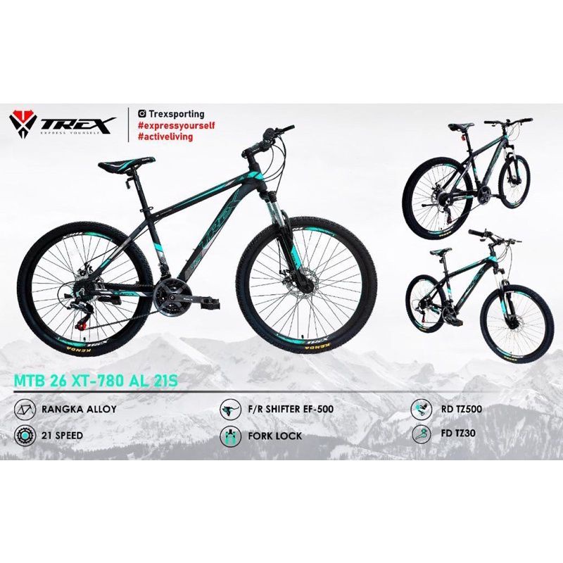 Sepeda Trex MTB 27.5 XT-780 Alloy 27 Speed murah baru berkualitas