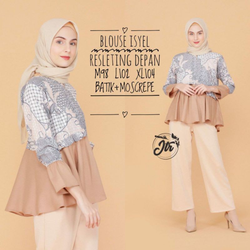 tey-17 Batik wanita ASJ SA HRB026 Kenongo Kemeja Tosca Pendek-Staylish Jtr Cream