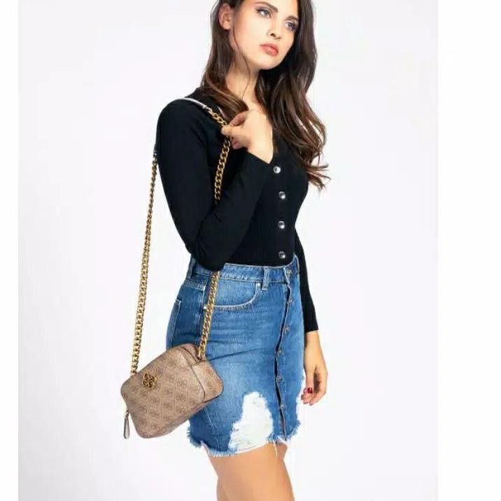 Tas Gues'szz Noelle Logo Printed Camera Crossbody Bag #100152