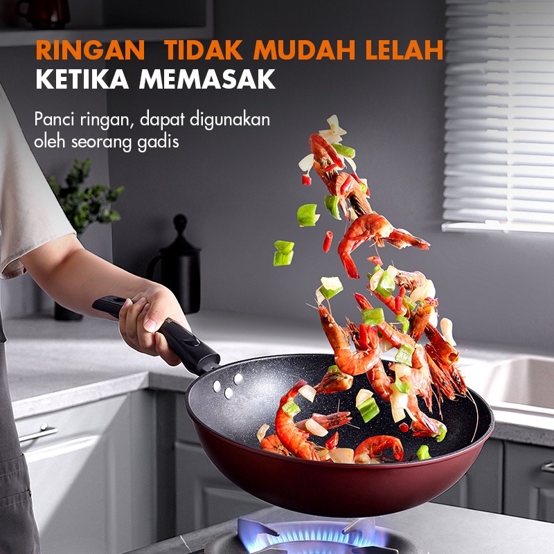 Gaabor Teflon Non-Stick Wokpan Anti Lengket Wajan Penggorengan 32 cm  / GW-A32A / GW-A32A01 / GW-A32A02