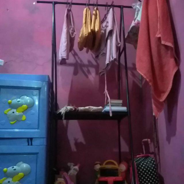 Mjm Rak Baju Gantung Rak Standing Single Row Windproof Clothes Hanger Rak Gantungan Satu Sisi