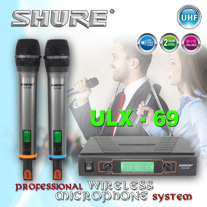 Shure ULX 69 Mic Wireless Professional Microphone UHF Handles-hitam