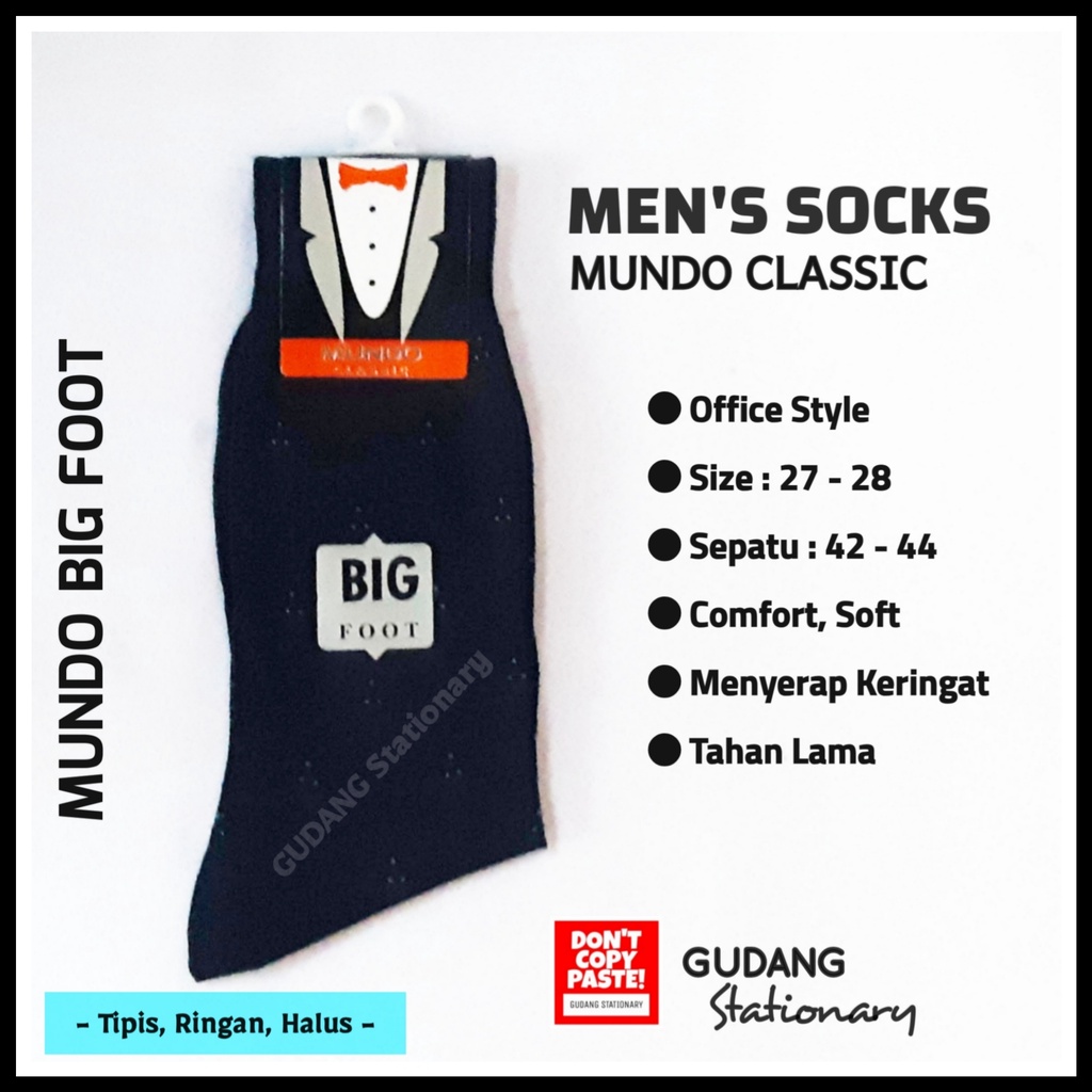 Kaos Kaki Kantor Pria | Sepatu 42-45 BIG FOOT | Executive Men Socks MUNDO