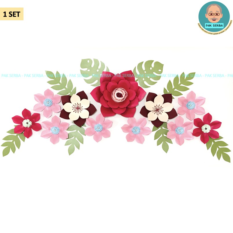 Bunga Kertas Dekorasi / Paper Flower Backdrop Photobooth (Merah)