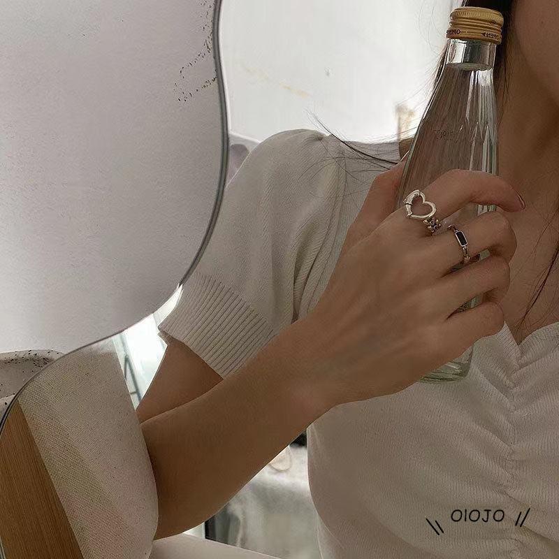 【COD】Cincin Model Terbuka Desain Hati Hollow Untuk Wanita