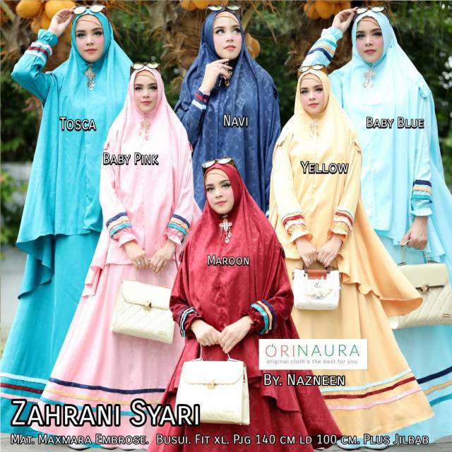 ZAHRANI SYARI BY ORINAURA GAMIS MAXMARA SYARI BUSUI POLOS CANTIK MURAH