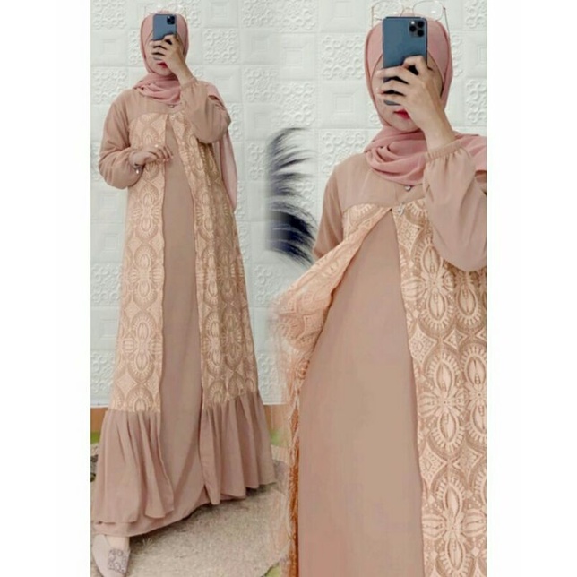 Gamis Malaysia Outer Brokat Kombinasi Shopee Indonesia