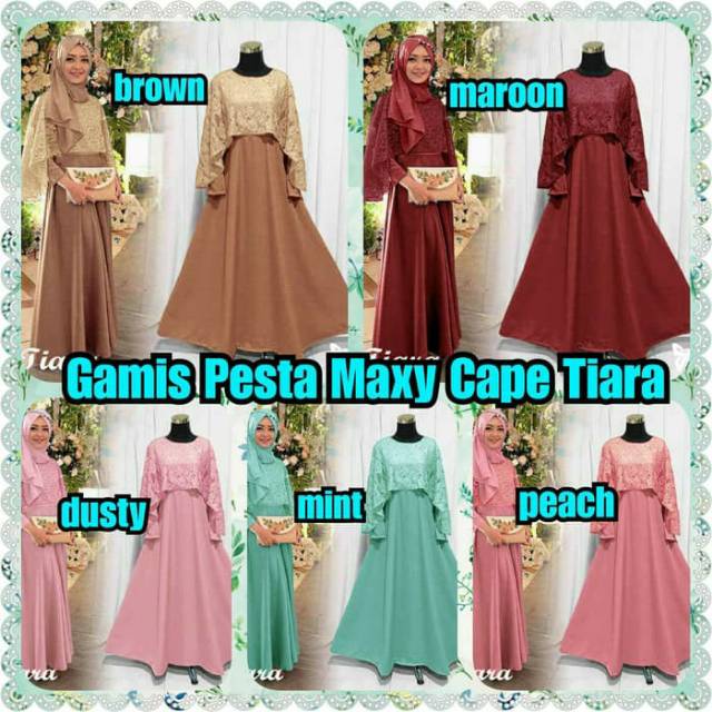 Gamis Pesta Maxy Cape Tiara dan Gamis Maxy Renda Rosilia