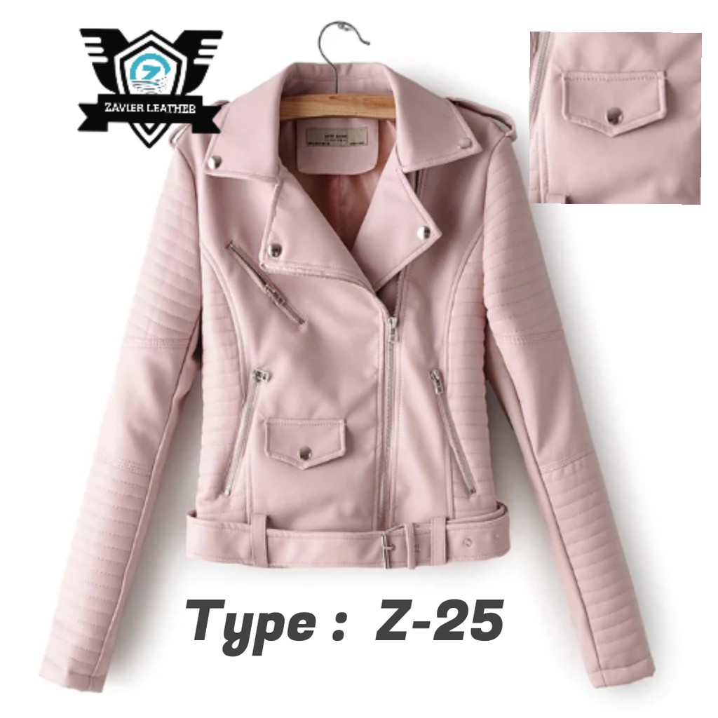 Jaket Wanita Import Jaket Kulit Wanita Jaket Motor Wanita Pakaian Wanita pink