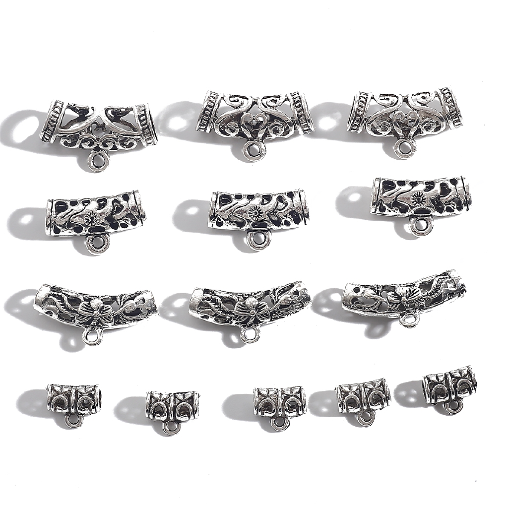 10pcs Manik-Manik Tabung Spacer Bahan Metal Warna Silver Tibet Untuk Membuat Perhiasan Charms