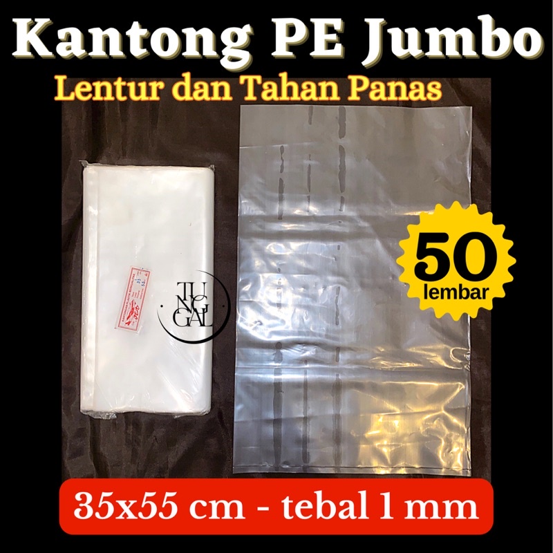 Tokaiaja Kantong Plastik Pe Beras - Cap Jet 35X55 Cm Tebal 1 Mm. Isi 50 Lembar. Plastik Pe Jumbo,