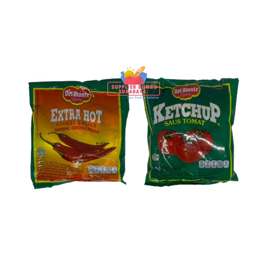 Delmonte Saos Tomat Ketchup &amp; Saus Sambal Extra Hot Chili Sauce Sachet