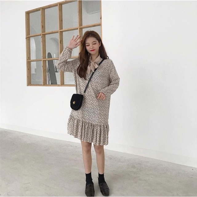 Mesis Scarf Dress - Dress Vintage Midi Dress Korea Fashion Premium Import