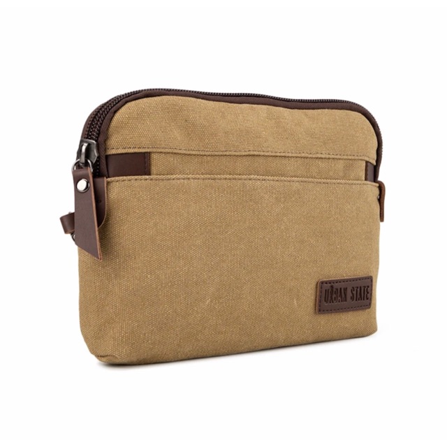 Urban state canvas wristlet pouch