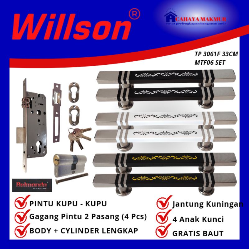 HANDLE GAGANG PEGANGAN TARIKAN PINTU RUMAH MURAH MINIMALIS SET MTF06 Solid