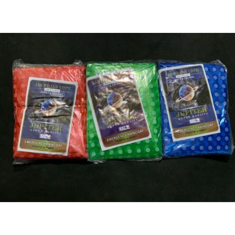 Mantel Hujan Plastik Tebal Jaket Celana Polkadot Jupiter