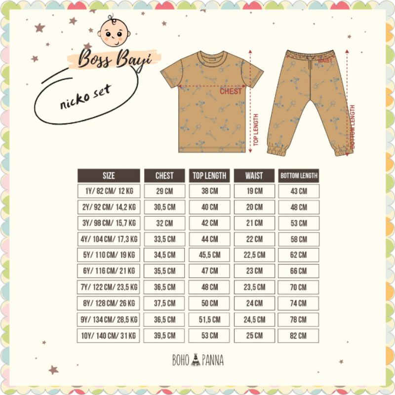 BOHOPANNA - Nicko Set / Setelan Anak Motif