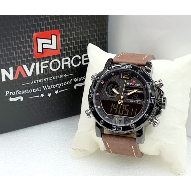 Jam Tangan Pria Naviforce Original 9134 Dual Time Tahan Air